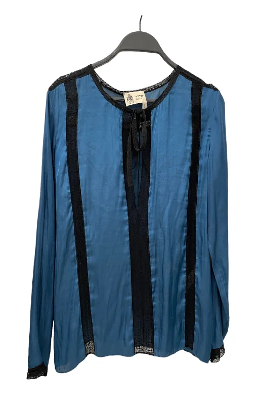 LANVIN en Bleu/Blouse/36/Cotton/BLU/LACE TRIM Puff Sleeve Blouse