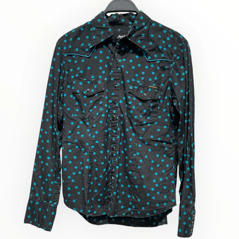 HYSTERIC/LS Blouse/Polka dot/Cotton/BLK/ Sweetheart Neck Blouse