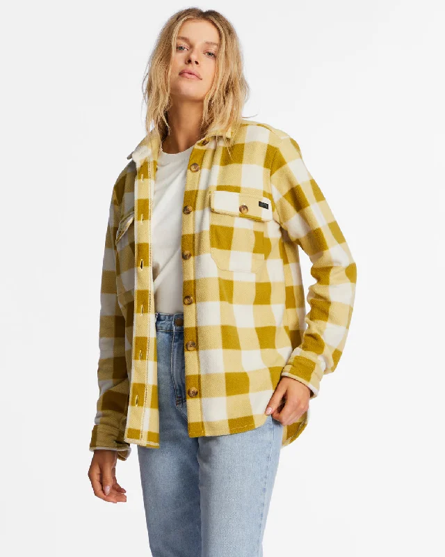 A/Div Forge Fleece Flannel Shacket - Fresh Moss Balloon Sleeve Blouse