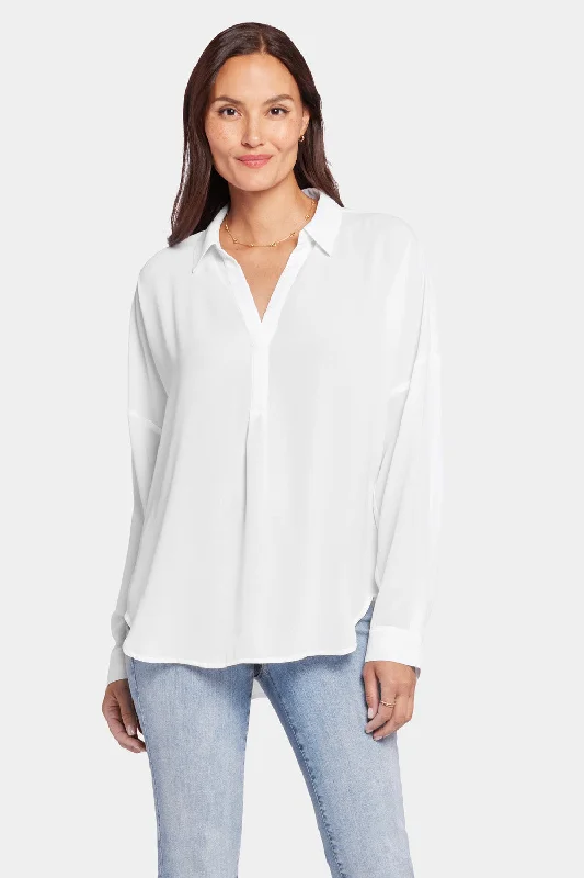 Becky Blouse - Optic White Semi-Sheer Blouse