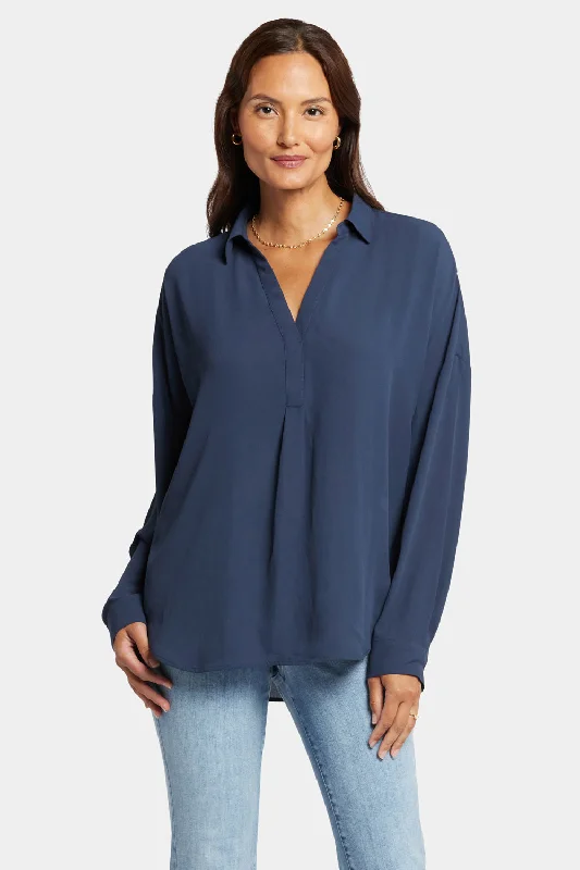 Becky Blouse - Oxford Navy Airy Cotton Blouse