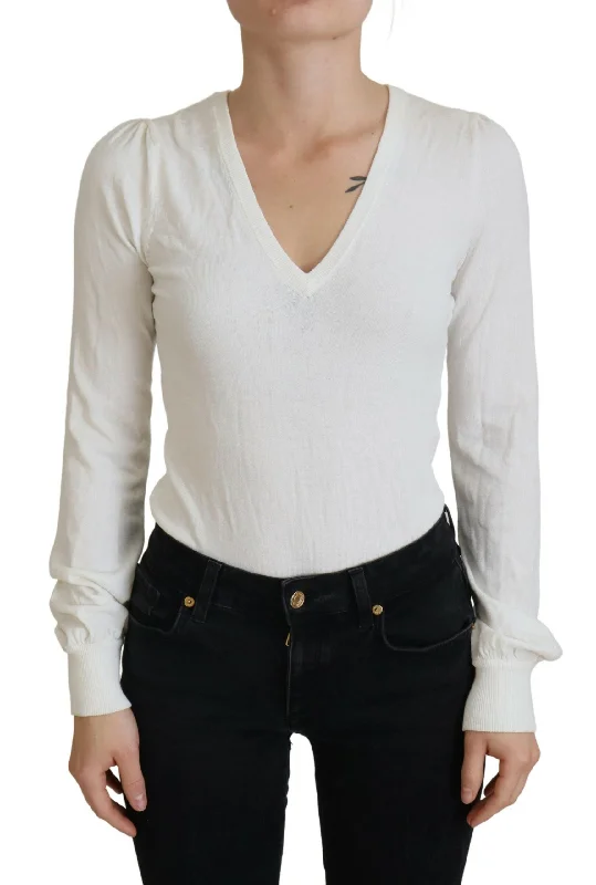 Chic Ivory Casual Blouse Loose Fit Blouse