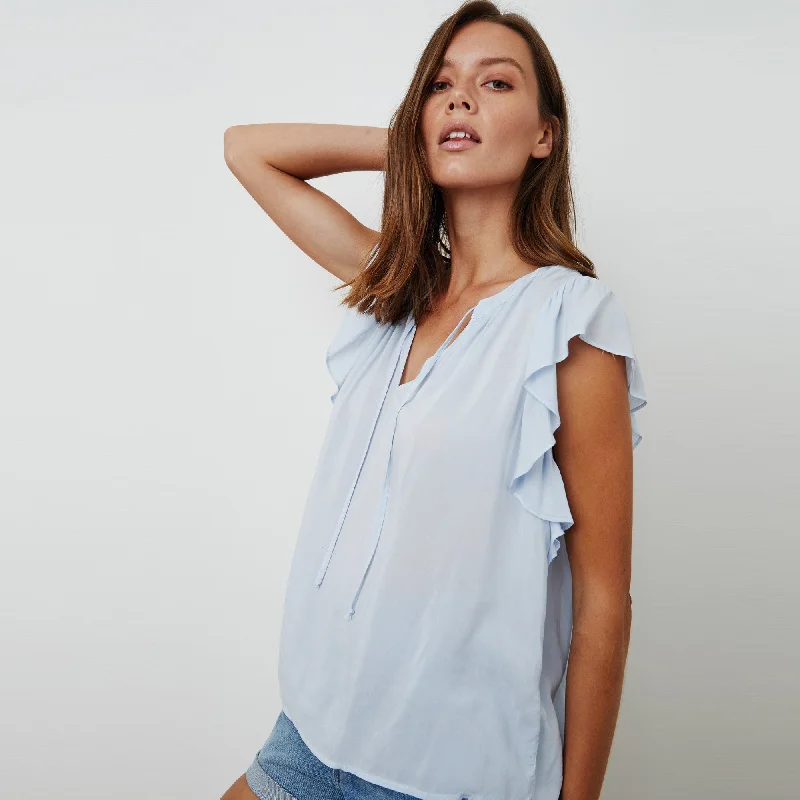 Eavan Ruffle Blouse (Glacie) Boho Chic Blouse