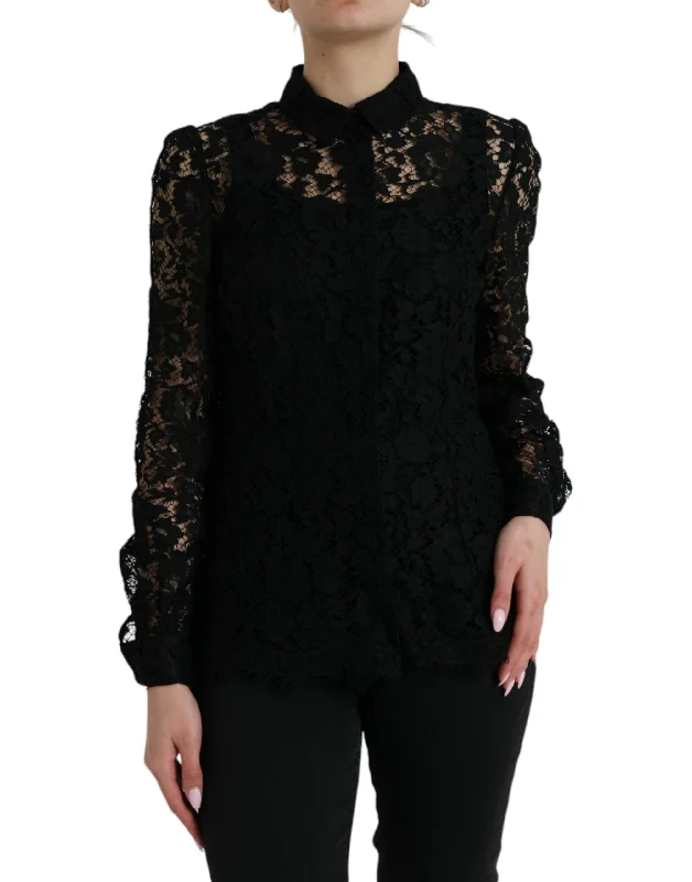 Elegant Floral Lace Blouse Top Elegant Peplum Blouse