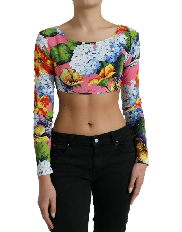 Floral Elegance Cropped Blouse Relaxed Fit Blouse