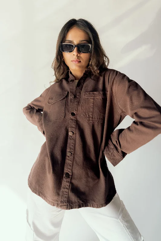 Hot Brew Shacket Sheer Mesh Blouse