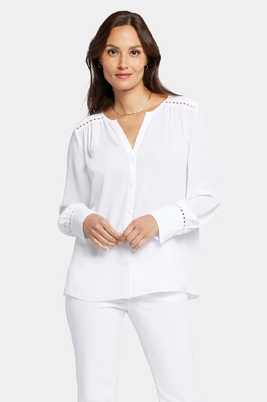 Liliana Peasant Blouse - Optic White Asymmetric Hem Blouse