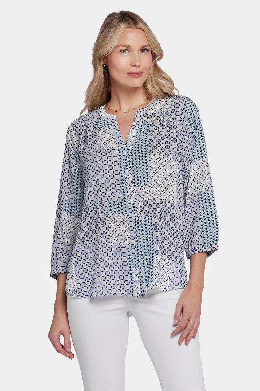 Pintuck Blouse - Giona Geo Chic Off-Shoulder Blouse