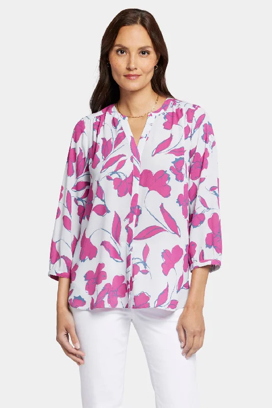 Pintuck Blouse - Ophelia's Orchid Silky Tunic Blouse