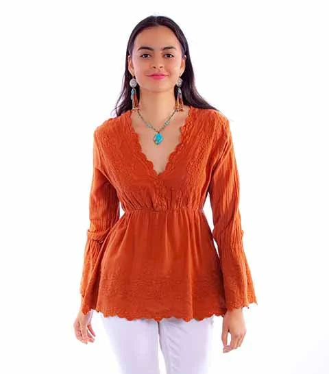 Women's Scully Blouse #PSL-221 Ruffled Neck Blouse