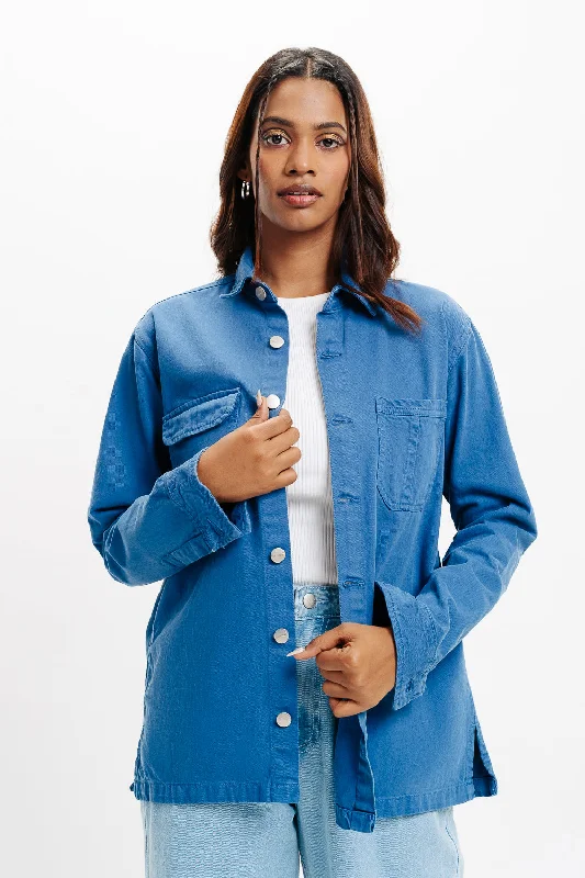 Denim Ef. Sapphire Shacket Modern Oversized Blouse