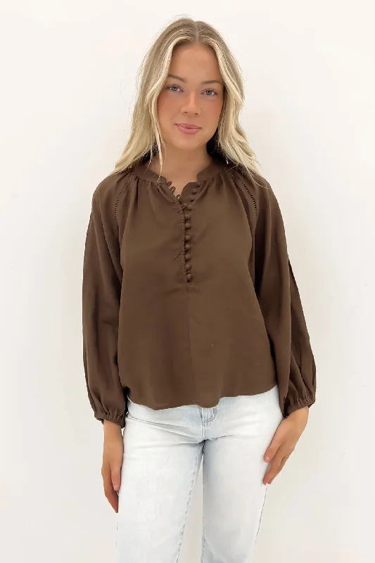 Sardinia Blouse Cafe Noir Soft Satin Blouse