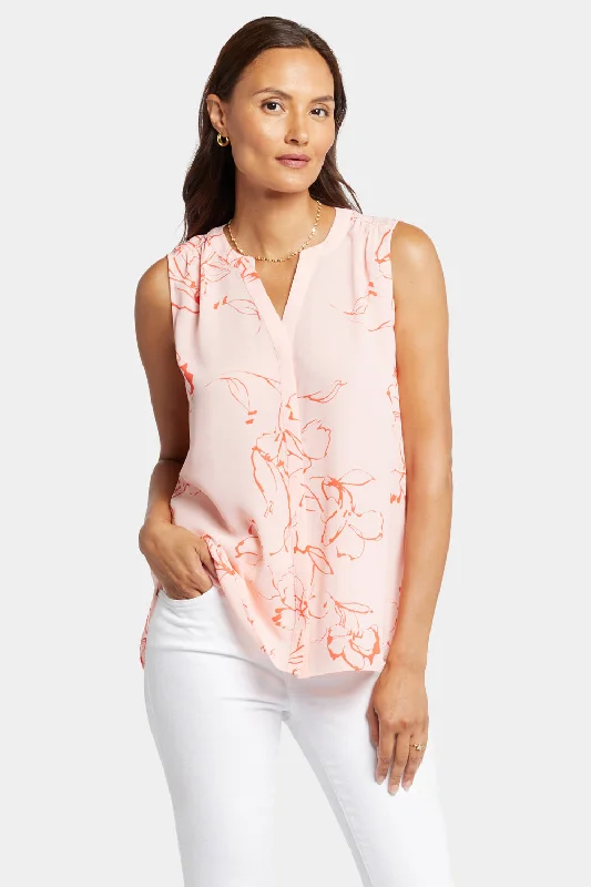 Sleeveless Pintuck Blouse - Gianna Garden Feminine Satin Blouse