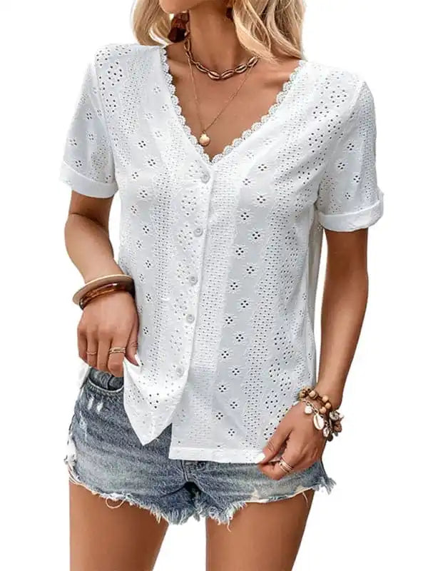 Summer new women’s clothing reversible white blouse Delicate Pleat Blouse