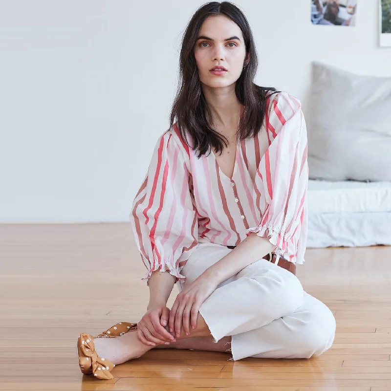 Tabatha Ombre Stripe Blouse (Coral) Modern Oversized Blouse