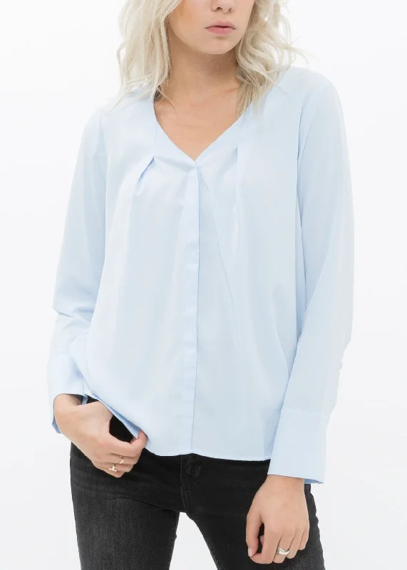 Women's V-neck Basic Blouse Semi-Sheer Blouse