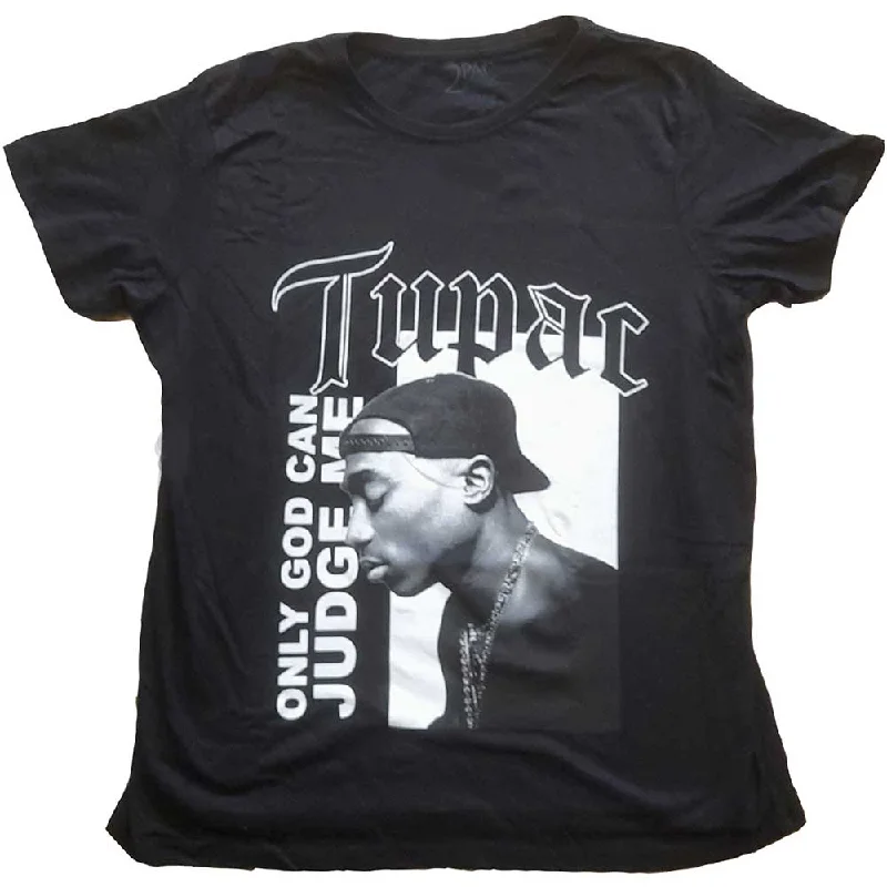 Tupac Ladies T-Shirt: Only God Text Elegant Classic Vintage