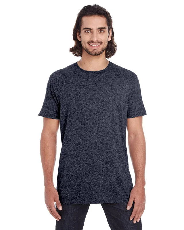 Anvil Fashion Fit T-Shirt | Heather Navy Graphic T-Shirt Round Neck Polyester