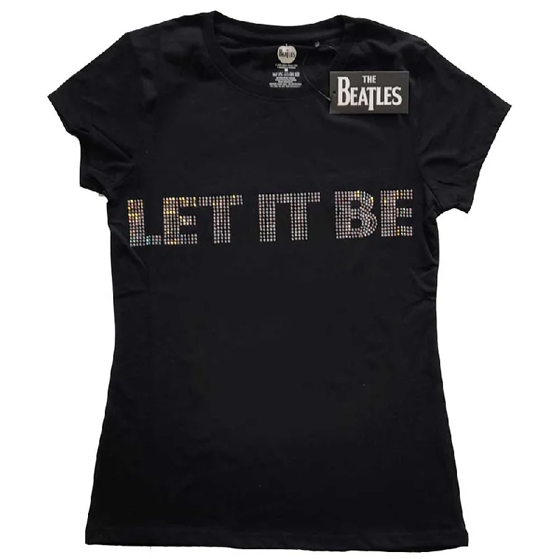 The Beatles Ladies T-Shirt: Let It Be (Diamante) Chenille Blend Fleece Blend Nylon Blend