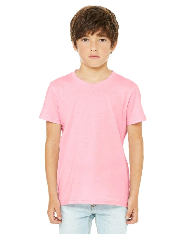 Bella+Canvas Youth Short Sleeve T-Shirt | Pink Embroidered Appliqued Beaded