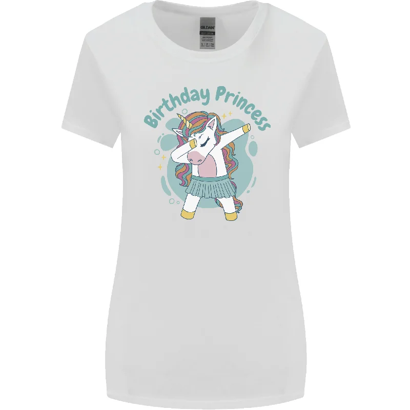 Birthday Princess Unicorn 4th 5th 6th 7th 8th Womens Wider Cut T-Shirt Hooded Caped Shawl Collar