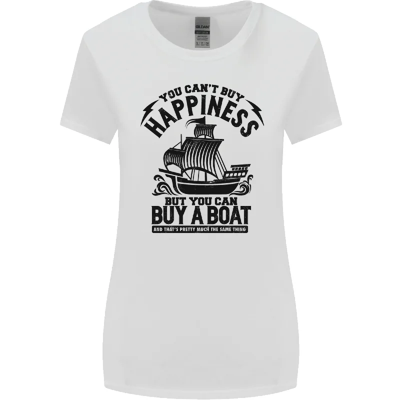 Boats You Cant Buy Happiness Sailor Sailing Womens Wider Cut T-Shirt Boxy Fit Fitted Loose