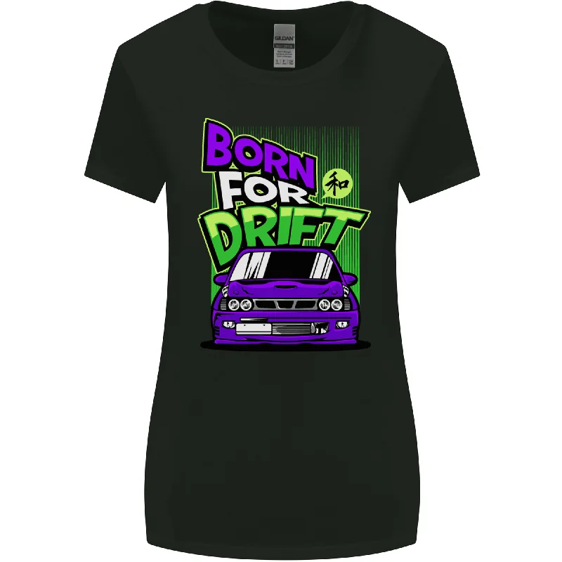 Born for Drift Drifting Car Womens Wider Cut T-Shirt Print Jacquard Patchwork