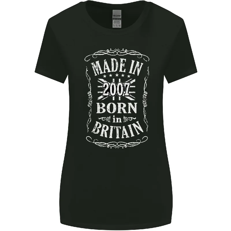 Born In Britain 16th Birthday Made 2007 Womens Wider Cut T-Shirt Cotton Fabric Linen Fabric Terry Fabric