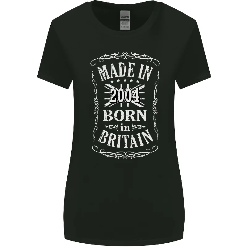 Born In Britain 19th Birthday Made 2004 Womens Wider Cut T-Shirt Striped Floral Plaid