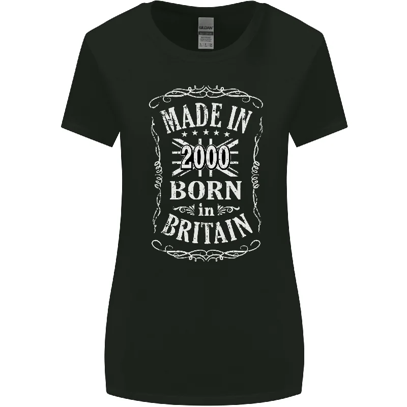 Born In Britain 23rd Birthday Made 2000 Womens Wider Cut T-Shirt Boxy Fit Fitted Loose