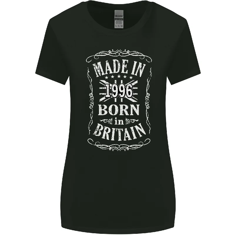 Born In Britain 27th Birthday Made 1996 Womens Wider Cut T-Shirt Chenille Blend Fleece Blend Nylon Blend