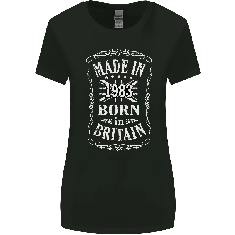 Born In Britain 40th Birthday Made 1983 Womens Wider Cut T-Shirt Plaid T-Shirt Polka Dot Checkered