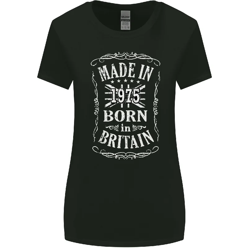 Born In Britain 48th Birthday Made 1975 Womens Wider Cut T-Shirt Hooded Caped Shawl Collar