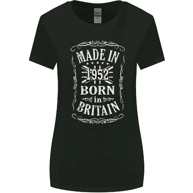 Born In Britain 71st Birthday Made 1952 Womens Wider Cut T-Shirt Wool Fabric Cashmere Fabric Tweed Fabric