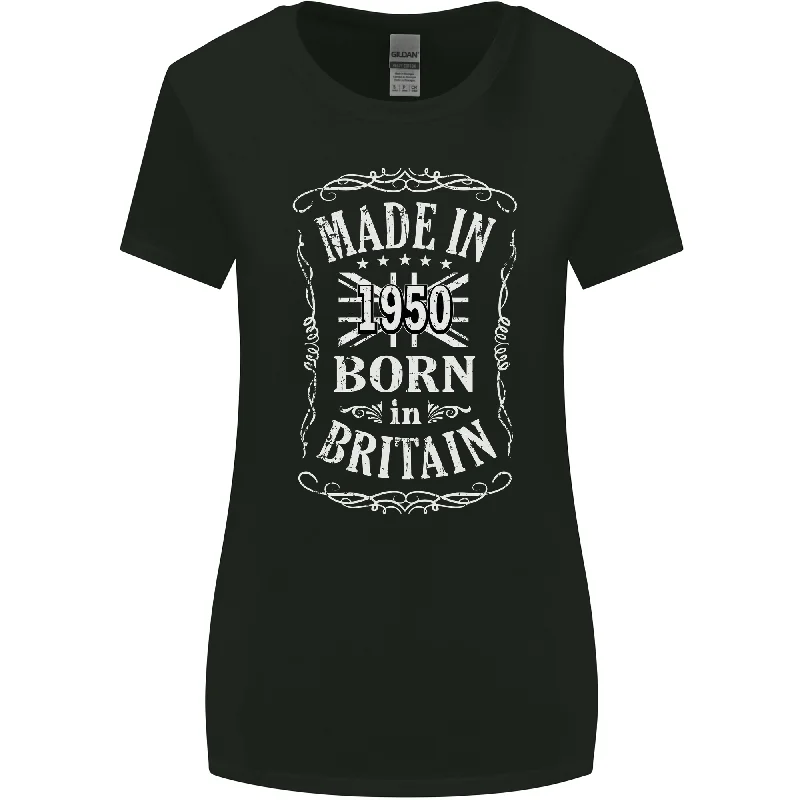 Born In Britain 73rd Birthday Made 1950 Womens Wider Cut T-Shirt Chenille Fabric Brocade Fabric Lace Fabric