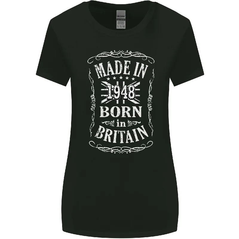 Born In Britain 75th Birthday Made 1948 Womens Wider Cut T-Shirt Cashmere Blend Cotton Blend Poly Blend