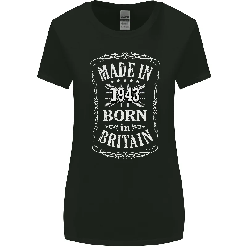 Born In Britain 80th Birthday Made 1943 Womens Wider Cut T-Shirt Layered Multi-layer Single Layer