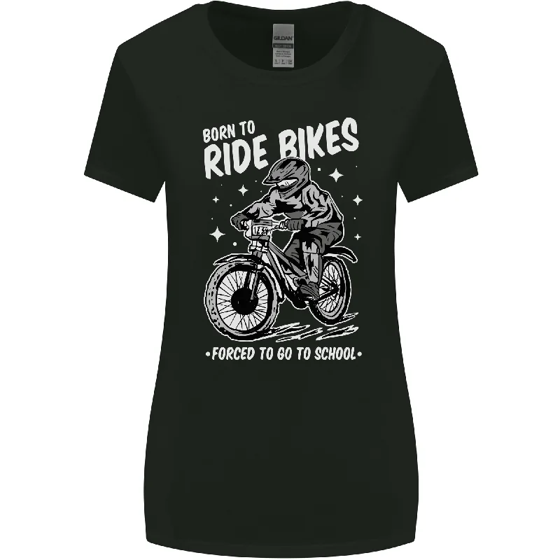 Born to Ride Motocross MotoX Dirt Bike Womens Wider Cut T-Shirt Front Pockets Side Pockets Patch Pockets