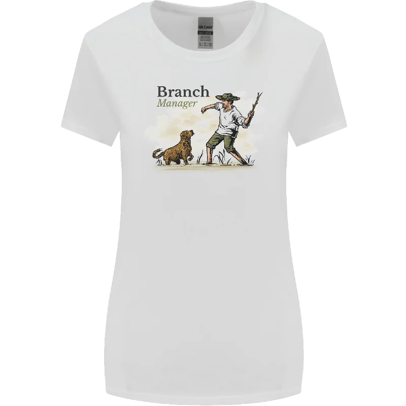 Branch Manager Funny Dog Walking Dad Womens Wider Cut T-Shirt Handmade Hand-knitted Hand-woven