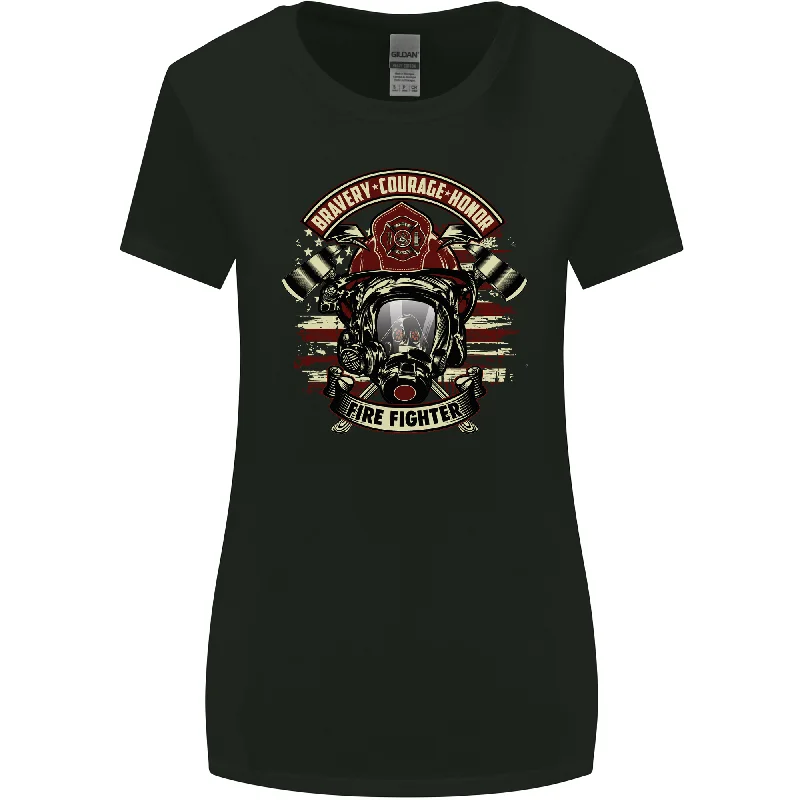 Bravery Courage Honour Firefighter Fireman Womens Wider Cut T-Shirt Silk Blend Satin Velvet