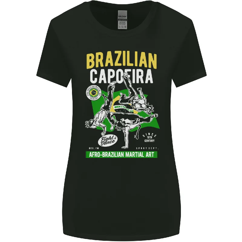 Brazilian Capoeira Mixed Martial Arts MMA Womens Wider Cut T-Shirt Hooded Caped Shawl Collar