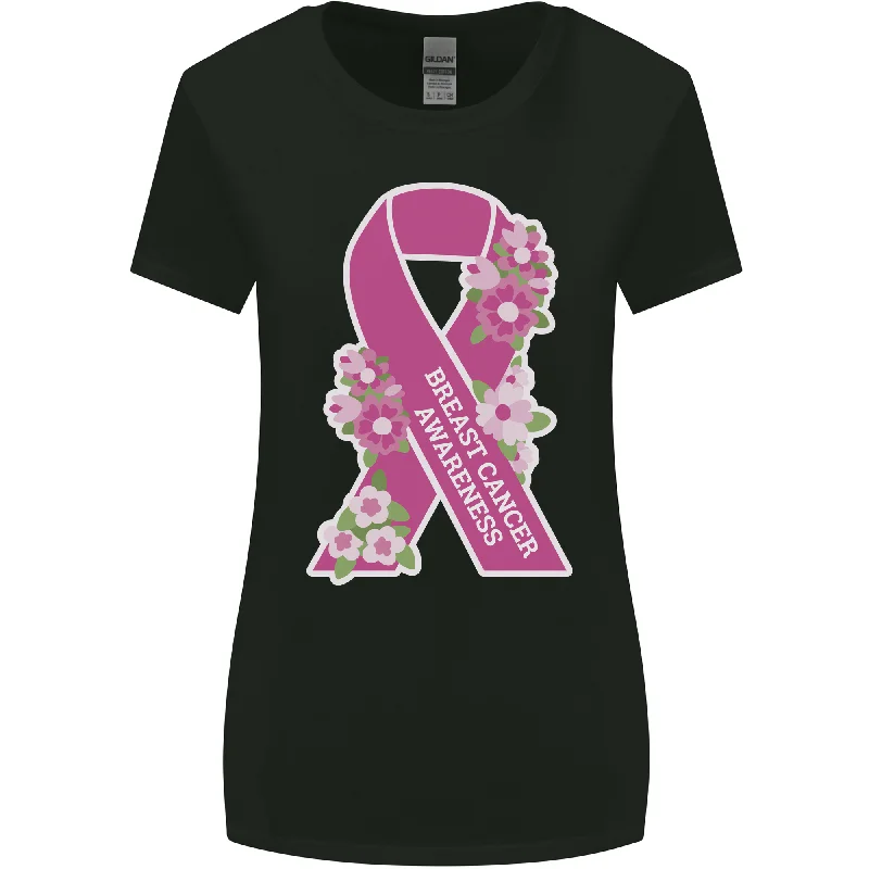 Breast Cancer Awareness Bow Womens Wider Cut T-Shirt Satin Blend Silk Blend Wool Blend