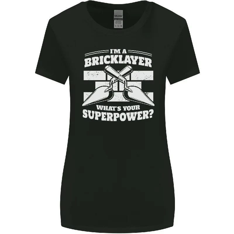 Bricklayer Whats Your Superpower Builder Bricky Womens Wider Cut T-Shirt Collared T-Shirt Boat Neck A-Line