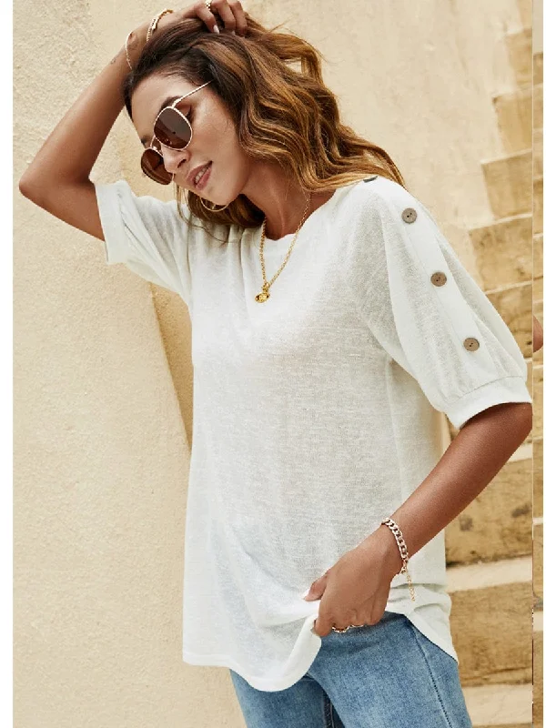 Classic T-Shirt with a Twist Zippered Front Buttoned Front Snap Front