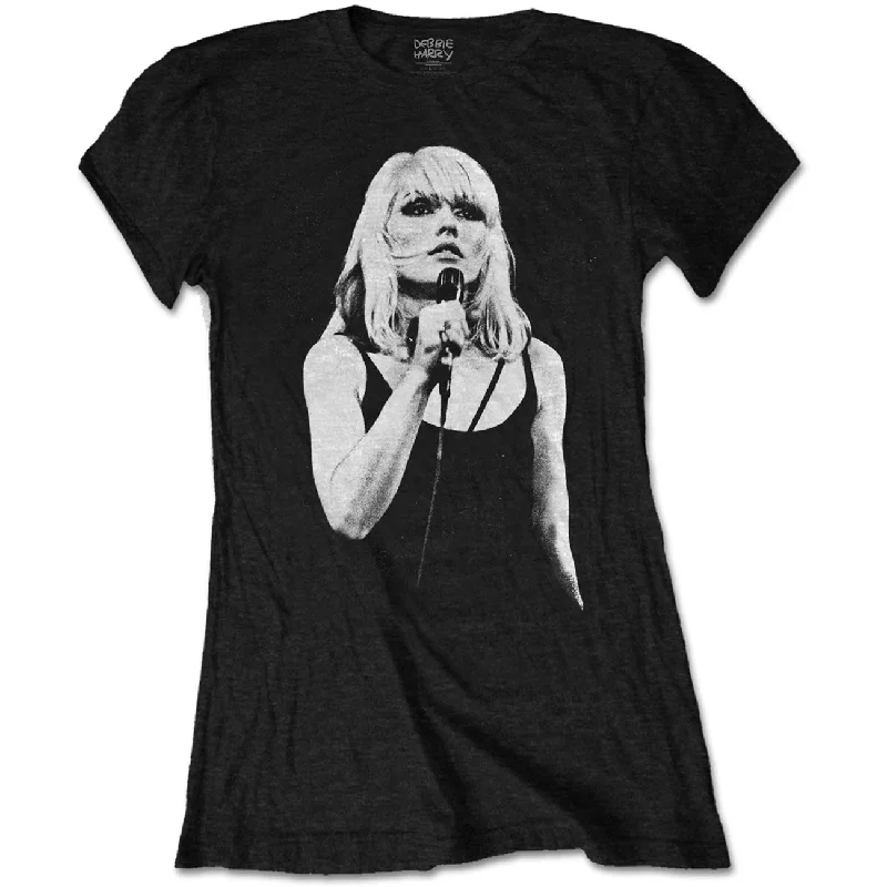 Debbie Harry Ladies T-Shirt: Open Mic. Beaded Sequined Faux Fur