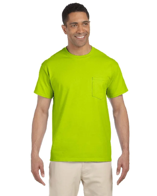 Gildan Ultra Cotton Pocket T-Shirt | Safety Green Anti-Shrink Durable Soft