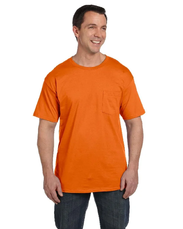 Hanes Beefy-T Pocket T-Shirt | Orange Spandex Blend Rayon Blend Denim Blend