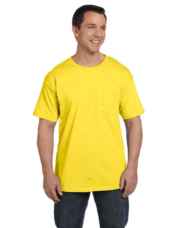 Hanes Beefy-T Pocket T-Shirt | Yellow Machine Wash Dry Clean Hand Wash