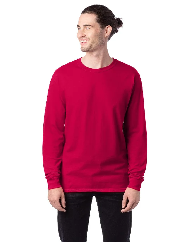 Hanes ComfortSoft Cotton Long Sleeve T-Shirt | Athletic Crimson Machine Wash Dry Clean Hand Wash