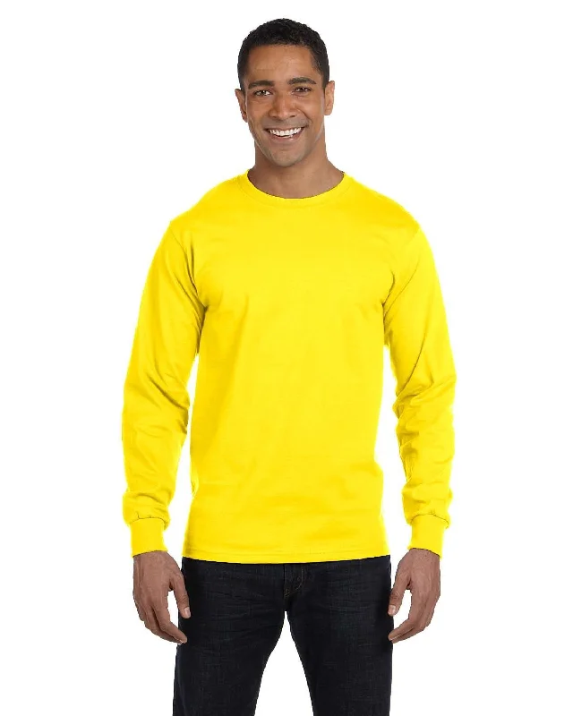 Hanes Long Sleeve Beefy-T T-Shirt | Yellow Cozy Warm Stylish